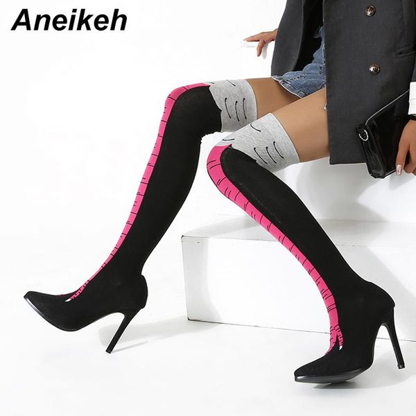 aneikeh new spring/autumn fashion retro totem pleated embroider print graffiti party thin heels women's over-the-knee socks boot, Black
aneikeh new spring/autumn fashion retro totem pleated embroider print graffiti party thin heels women's over-the-knee socks boot, Black