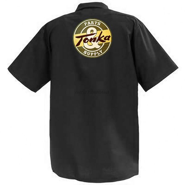 tonka parts and supply - mechanics graphic work shirt short sleeve sport hooded sweatshirt hoodie
