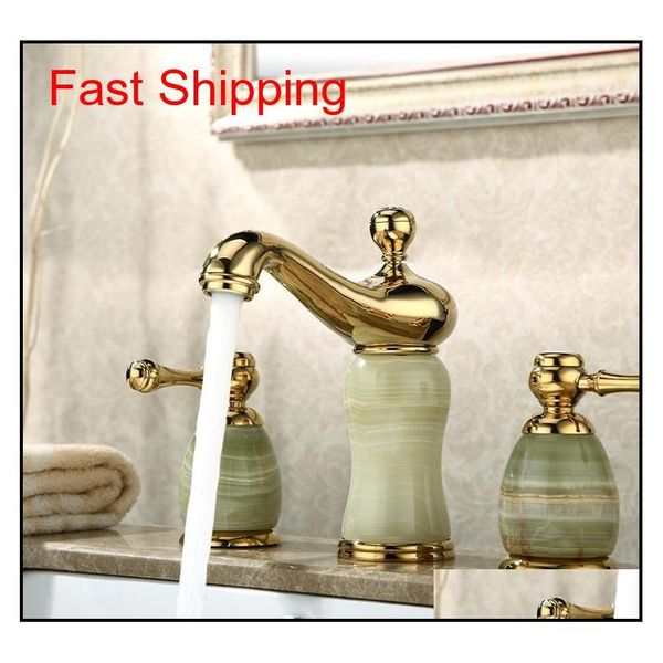 new arrival gold finished luxury widespread bathroom sink faucet brass and jade bas jllkjz outbag2007
new arrival gold finished luxury widespread bathroom sink faucet brass and jade bas jllkjz outbag2007