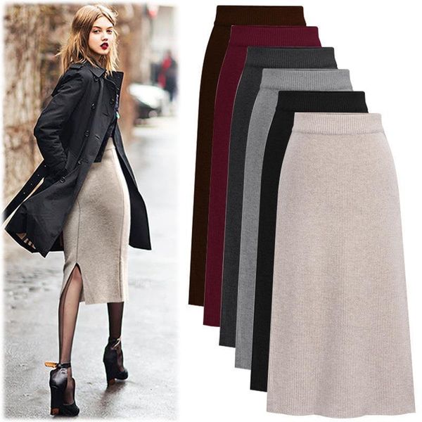 fashion autumn winter korean knitted women skirt large size elastic waist split a-line skirts female plus size skirts, Black
fashion autumn winter korean knitted women skirt large size elastic waist split a-line skirts female plus size skirts, Black