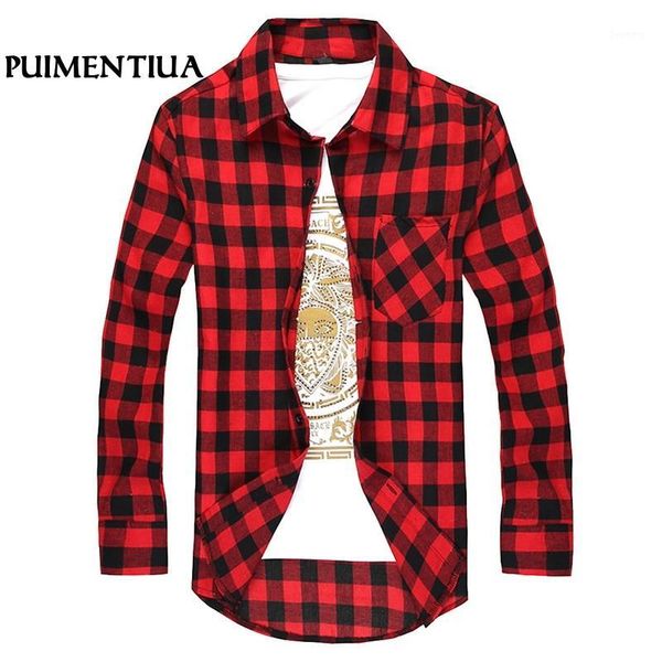 puimentiua new spring men checkered shirt fashion button long sleeve casual packet shirts cotton plaid male slim fit shirt1, White;black
puimentiua new spring men checkered shirt fashion button long sleeve casual packet shirts cotton plaid male slim fit shirt1, White;black