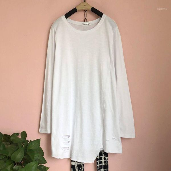 superaen 2020 autumn new full solid o neck broken hole korean straight tube irregular hem women t-shirt1, White
superaen 2020 autumn new full solid o neck broken hole korean straight tube irregular hem women t-shirt1, White