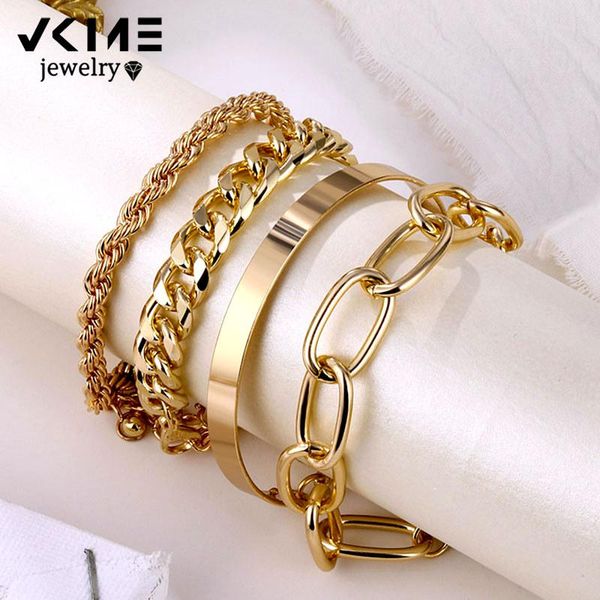 charm bracelets vkme 4pcs punk curb cuban chain set for women miami boho thick gold color bangles fashion jewelry, Golden;silver
charm bracelets vkme 4pcs punk curb cuban chain set for women miami boho thick gold color bangles fashion jewelry, Golden;silver