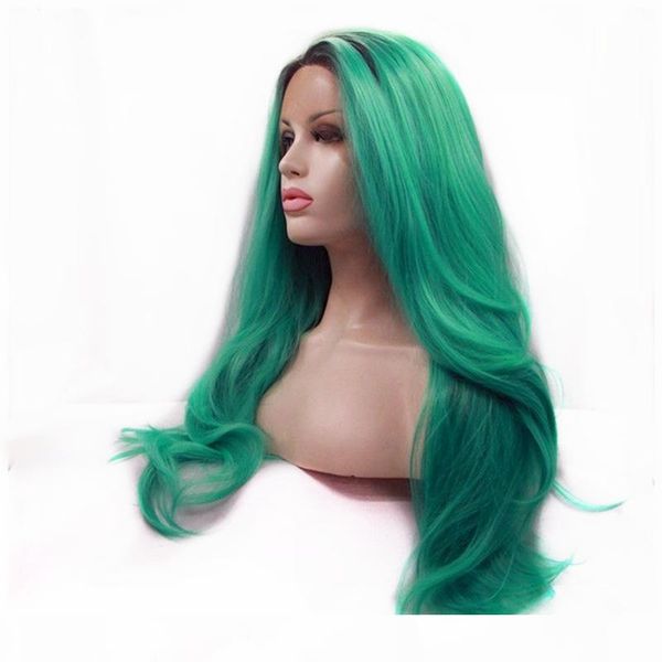 180% density ombre green long body wave heat resistant fiber synthetic lace front wigs glueless dark roots wig for women, Black
180% density ombre green long body wave heat resistant fiber synthetic lace front wigs glueless dark roots wig for women, Black