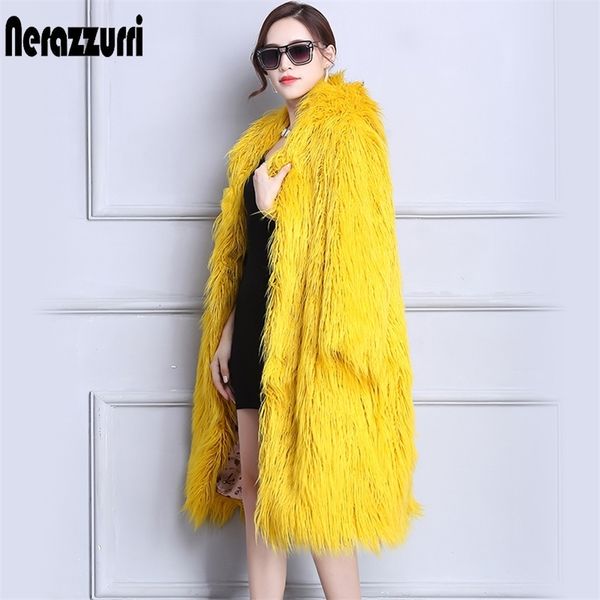 nerazzurri faux fur coat winter women with hood long yellow hairy furry fake fur overcoat oversized loose fluffy outerwear 201209, Black
nerazzurri faux fur coat winter women with hood long yellow hairy furry fake fur overcoat oversized loose fluffy outerwear 201209, Black