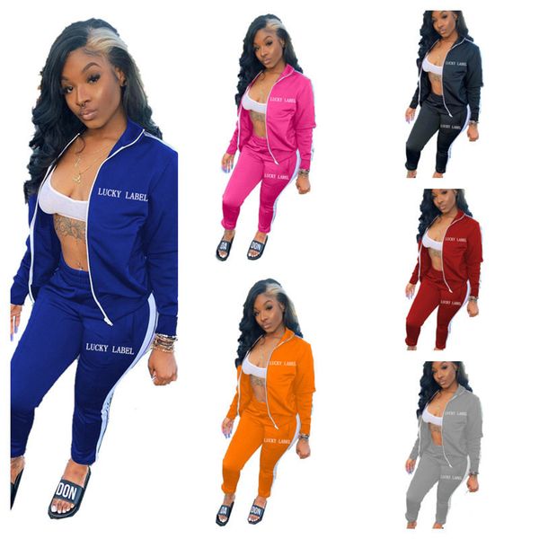 women lucky lable letters tracksuit embroidery zipper coat high collar jacket and legging pants outfit two piece clothing sportwear g12201, White
women lucky lable letters tracksuit embroidery zipper coat high collar jacket and legging pants outfit two piece clothing sportwear g12201, White