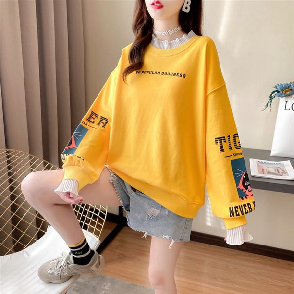 cotton autumn new cartoon fake two pieces of lace thin women's net red korean loose coat sweater coat sweater zbogw, Black
cotton autumn new cartoon fake two pieces of lace thin women's net red korean loose coat sweater coat sweater zbogw, Black