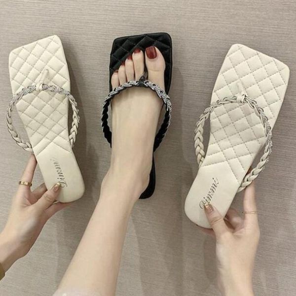 slippers summer shoes woman square head clip toe wear flat women's beach fashion rhinestones flip flop xx462, Black
slippers summer shoes woman square head clip toe wear flat women's beach fashion rhinestones flip flop xx462, Black