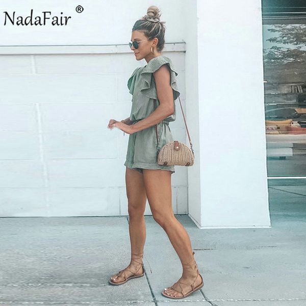 nadafair playsuits women summer elegant jumpsuit short cotton linen casual ruffles elastic waist rompers overall mono mujer 201007, Black;white
nadafair playsuits women summer elegant jumpsuit short cotton linen casual ruffles elastic waist rompers overall mono mujer 201007, Black;white