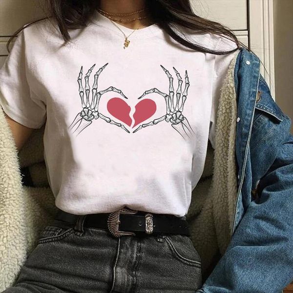 women print clothes graphic cartoon skull love heart fall autumn halloween lady tees female t shirt womens t shirt, White
women print clothes graphic cartoon skull love heart fall autumn halloween lady tees female t shirt womens t shirt, White