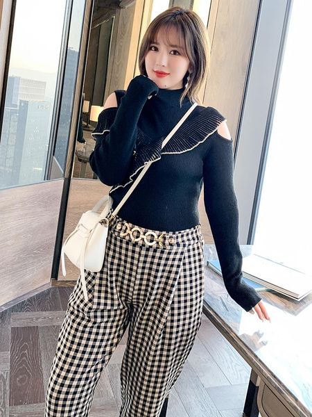 fashion half a turtleneck splicing fold falbala off-the-shoulder sweater dress new winter plus sizes large size, Gray
fashion half a turtleneck splicing fold falbala off-the-shoulder sweater dress new winter plus sizes large size, Gray