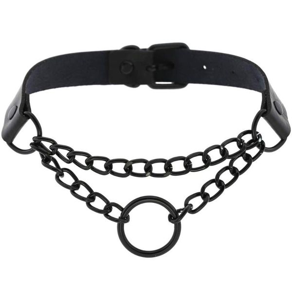 black gothic o chain choker collar harajuku punk choker women girls black leather chocker emo kawaii witch jewelry, Golden;silver
black gothic o chain choker collar harajuku punk choker women girls black leather chocker emo kawaii witch jewelry, Golden;silver