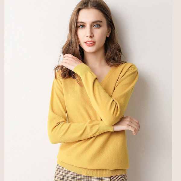 office lady sweater solid color thin v-neck pullover knitwear 2020 autumn winter fashion keep warm long sleeve, White;black
office lady sweater solid color thin v-neck pullover knitwear 2020 autumn winter fashion keep warm long sleeve, White;black