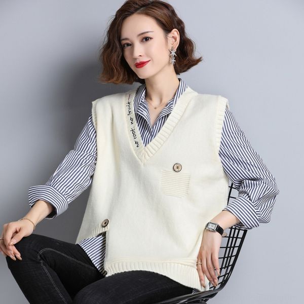 knitted vest new early autumn style korean vest shirtshirt shirtversion solid color mid long single breasted versatile knitting slim fit wit, White;black
knitted vest new early autumn style korean vest shirtshirt shirtversion solid color mid long single breasted versatile knitting slim fit wit, White;black