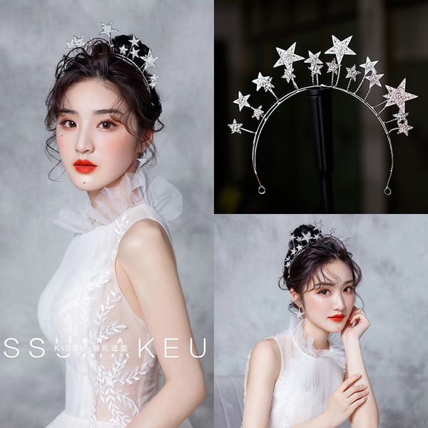 bridal crown headdress, japanese korean new xianmei star band, super bright dress and hair ornament, white wedding, Silver
bridal crown headdress, japanese korean new xianmei star band, super bright dress and hair ornament, white wedding, Silver