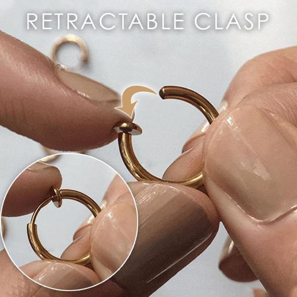 hoop & huggie retractable earrings stainless steel ear clips no pierced jewelry ty66, Golden;silver
hoop & huggie retractable earrings stainless steel ear clips no pierced jewelry ty66, Golden;silver