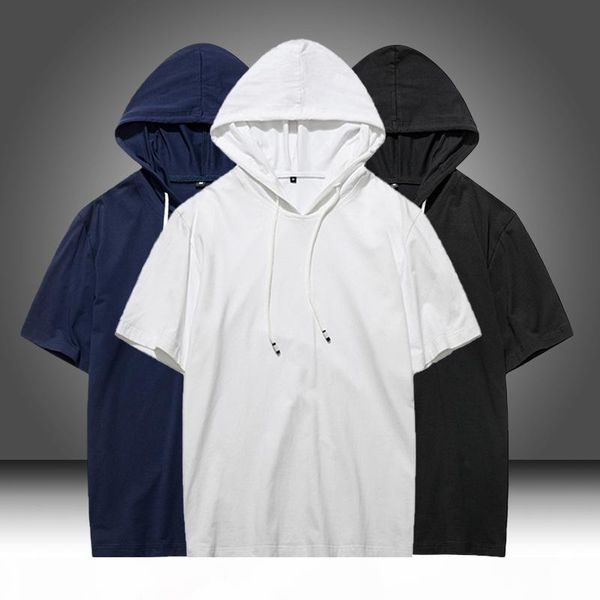 2020 summer men tshirt casual solid loose hooded tees shirts male new sportswear hoodie short sleeve mens t-shirt clothing, White;black
2020 summer men tshirt casual solid loose hooded tees shirts male new sportswear hoodie short sleeve mens t-shirt clothing, White;black