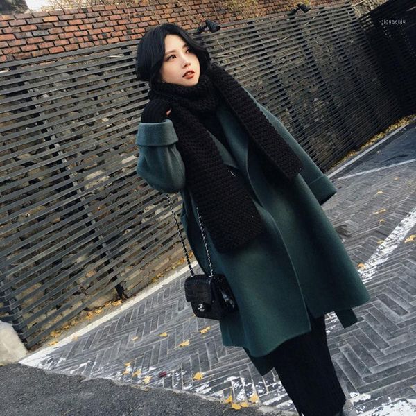 women winter 2020 fashion slim jackets female warm parka woolen coat plus size ladies turn-down collar outwear with sashes l621, Black
women winter 2020 fashion slim jackets female warm parka woolen coat plus size ladies turn-down collar outwear with sashes l621, Black