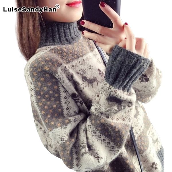 christmas deer loose sweater female autumn and winter striped long-sleeved thick warm jacquard sweater 201123, White;black
christmas deer loose sweater female autumn and winter striped long-sleeved thick warm jacquard sweater 201123, White;black