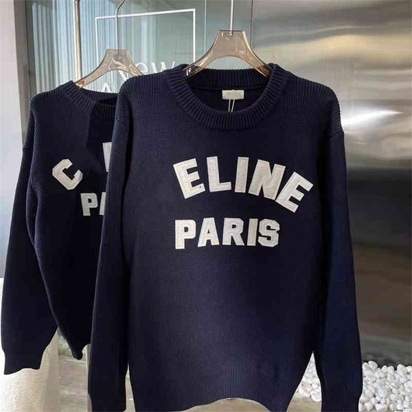 spring sweater navy blue crew neck loose wool sweater letter female pullover, White;black
spring sweater navy blue crew neck loose wool sweater letter female pullover, White;black
