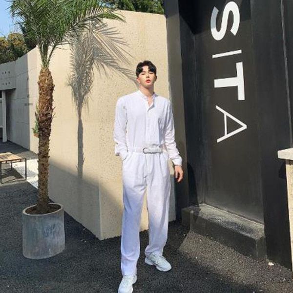 men spring summer autumn cotton linen white jumpsuits male long sleeve stand collar overalls pants streetwear stage trousers, Black
men spring summer autumn cotton linen white jumpsuits male long sleeve stand collar overalls pants streetwear stage trousers, Black