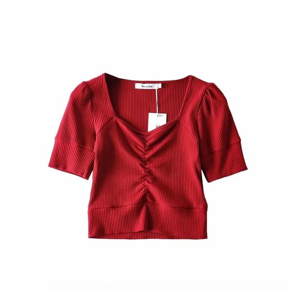 french niche slim pleated square collar ins short-sleeved t-shirt for women 2020 summer, White
french niche slim pleated square collar ins short-sleeved t-shirt for women 2020 summer, White
