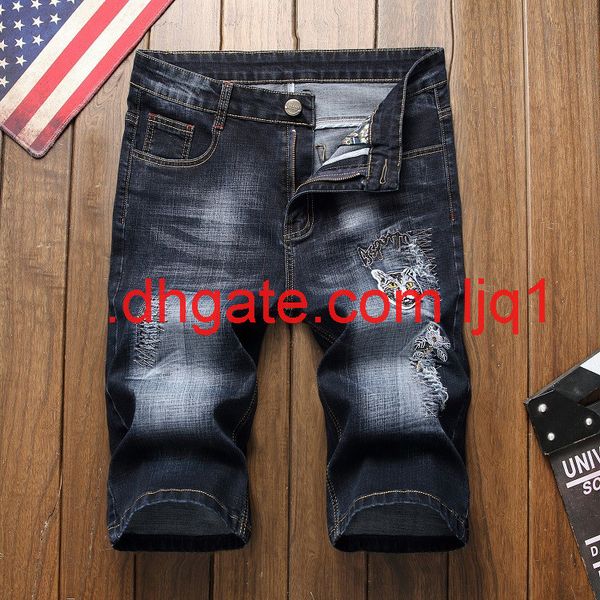 new summer thin fashion brand embroidered denim shorts men's personality loose straight hole trend capris, Blue
new summer thin fashion brand embroidered denim shorts men's personality loose straight hole trend capris, Blue