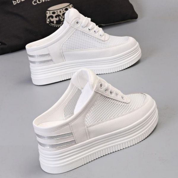 women's summer slippers hollow breathable thick bottom half slippers 35-40 x1020, Black 
women's summer slippers hollow breathable thick bottom half slippers 35-40 x1020, Black