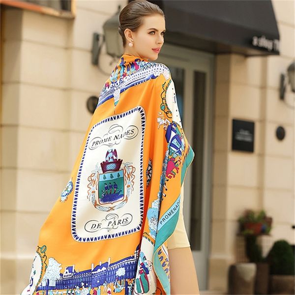 winter twill silk women scarf european fashion stroll paris print square scarves 130*130cm brand quality gift large luxury shawl y201007, Blue;gray
winter twill silk women scarf european fashion stroll paris print square scarves 130*130cm brand quality gift large luxury shawl y201007, Blue;gray
