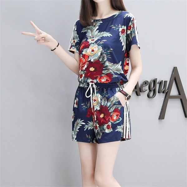 summer women flower printed sets short sleeve drawstring waist shorts suits female suit t200701, White
summer women flower printed sets short sleeve drawstring waist shorts suits female suit t200701, White