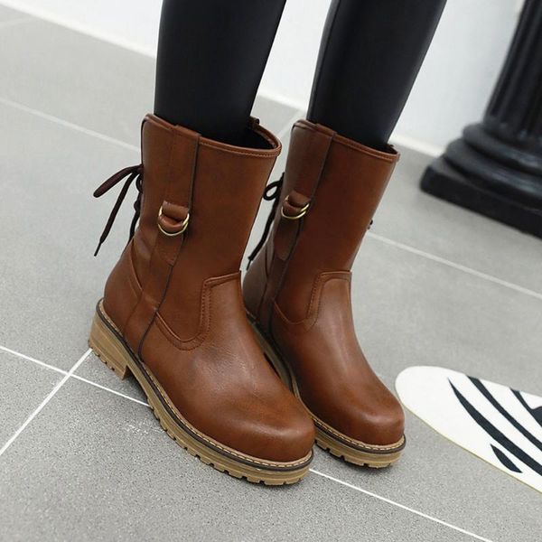 boots autumn winter women retro belt buckle cross strap mid booties solid color platform leather, Black
boots autumn winter women retro belt buckle cross strap mid booties solid color platform leather, Black