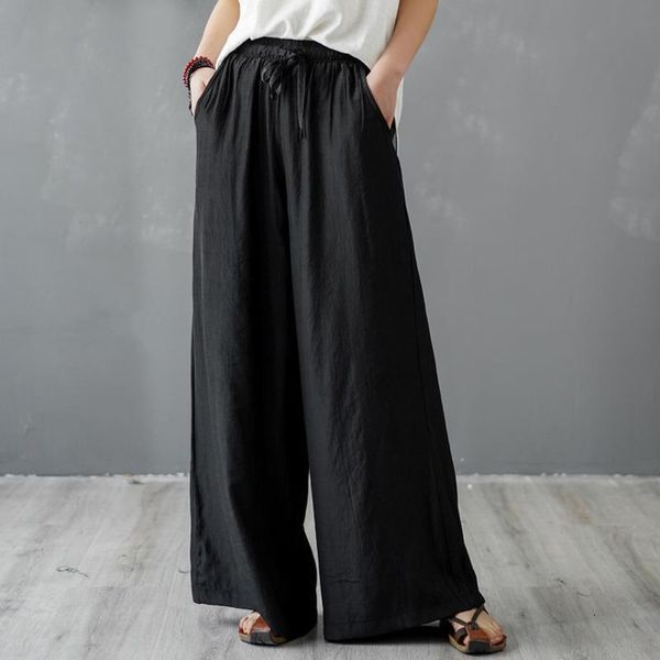 women casual wide leg pants elastic waist trouser 2020 new summer belt soft pockets women loose casual solid pants, Black;white
women casual wide leg pants elastic waist trouser 2020 new summer belt soft pockets women loose casual solid pants, Black;white