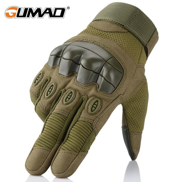 touch screen rubber hard knuckle full finger gloves tactical military combat airsoft outdoor climbing shooting paintball hunting bbymrr, Black