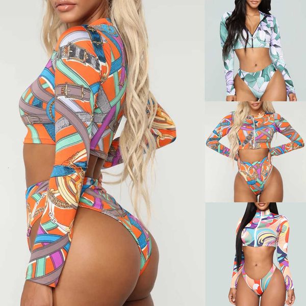 summer women's long sleeve zip print swimwear beachwear bikini bikinis ropa mujer, White;black 
summer women's long sleeve zip print swimwear beachwear bikini bikinis ropa mujer, White;black