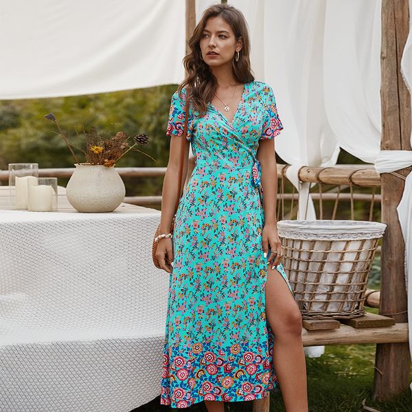 womens clothing summer new bohemian style light yellow floral long dress, Black;gray
womens clothing summer new bohemian style light yellow floral long dress, Black;gray