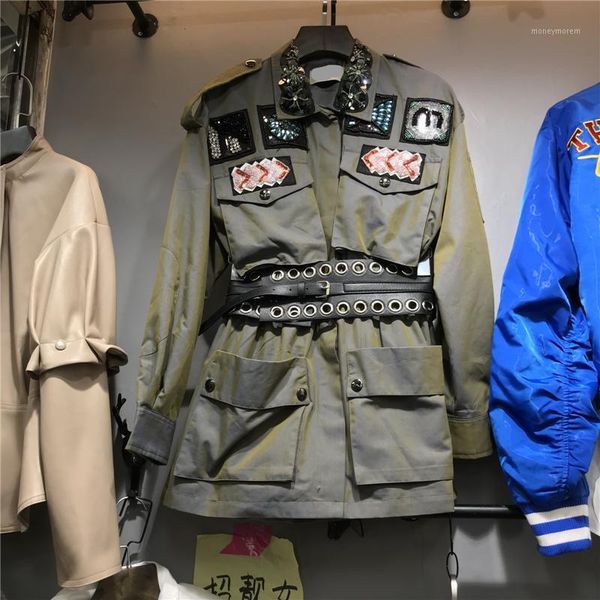 women's trench coats 2021 full promotion coat casaco feminino women's beaded sequins collar waist army long cotton women windbreak, Tan;black
women's trench coats 2021 full promotion coat casaco feminino women's beaded sequins collar waist army long cotton women windbreak, Tan;black