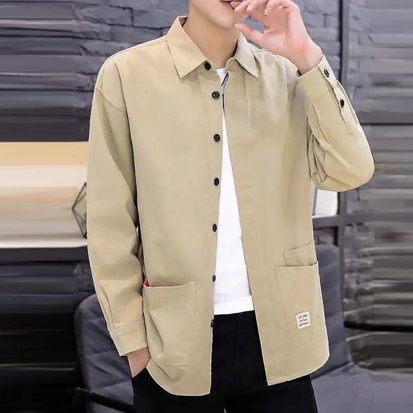 men's casual shirts 2021 autumn and winter long sleeve loose fashion work clothes shirt, White;black
men's casual shirts 2021 autumn and winter long sleeve loose fashion work clothes shirt, White;black