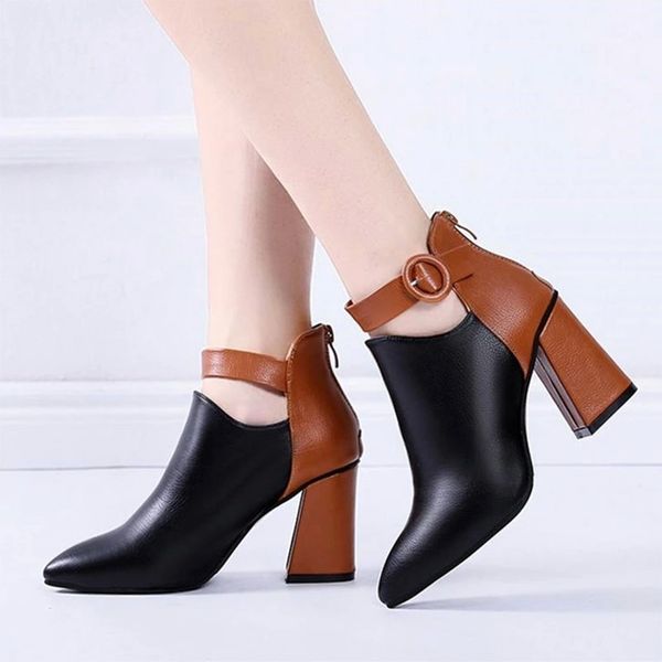 plus size 35-44 women boots patchwork ankle boots buckle botas mujer high heels booties 2019 winter shoes zip zapatos mujer 7736 #i61n, Black
plus size 35-44 women boots patchwork ankle boots buckle botas mujer high heels booties 2019 winter shoes zip zapatos mujer 7736 #i61n, Black