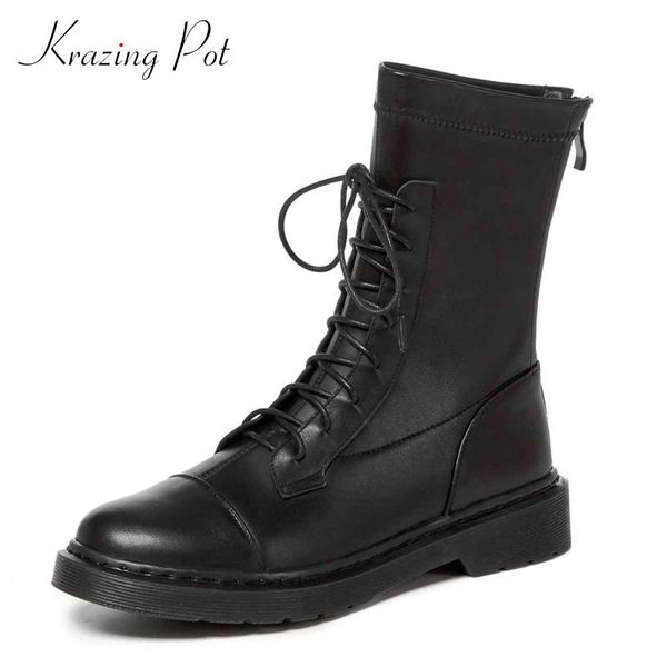 boots krazing pot large size natural leather all-match round toe med heel lace up pretty girls energy mid-calf l25, Black
boots krazing pot large size natural leather all-match round toe med heel lace up pretty girls energy mid-calf l25, Black