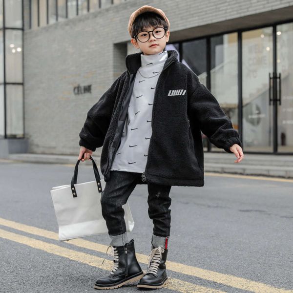 children's 2020 autumn new and boys' winter clothing fashionable letter embossed lamb wool coat medium length zipper cardigan 5wp0, Black
children's 2020 autumn new and boys' winter clothing fashionable letter embossed lamb wool coat medium length zipper cardigan 5wp0, Black