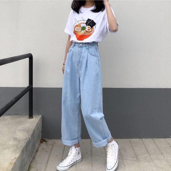jeans femme pantalones 2020 korean loose high waist wide leg baggy jeans women pants black fashion casual harajuku woman pants, Blue 
jeans femme pantalones 2020 korean loose high waist wide leg baggy jeans women pants black fashion casual harajuku woman pants, Blue