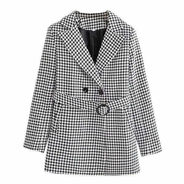 women's jackets vintage elegant houndstooth plaid with belt jacket women fashion lapel collar long sleeve coat female casual outerwear, Black;brown
women's jackets vintage elegant houndstooth plaid with belt jacket women fashion lapel collar long sleeve coat female casual outerwear, Black;brown