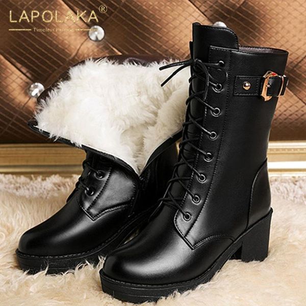 lapolaka new square high heels platform genuine leather warm wool plush fur winter snow boots cow skin woman shoes, Black
lapolaka new square high heels platform genuine leather warm wool plush fur winter snow boots cow skin woman shoes, Black