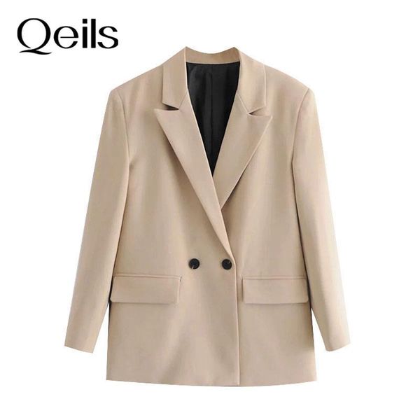 qeils women 2021 fashion double breasted loose fitting blazer coat casual vintage long sleeve pockets female outerwear chic, White;black
qeils women 2021 fashion double breasted loose fitting blazer coat casual vintage long sleeve pockets female outerwear chic, White;black