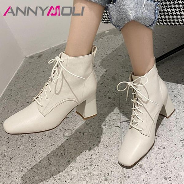 boots annymoli real leather high heel short ankle women shoes square toe lace up thick heels fashion female beige 401, Black
boots annymoli real leather high heel short ankle women shoes square toe lace up thick heels fashion female beige 401, Black