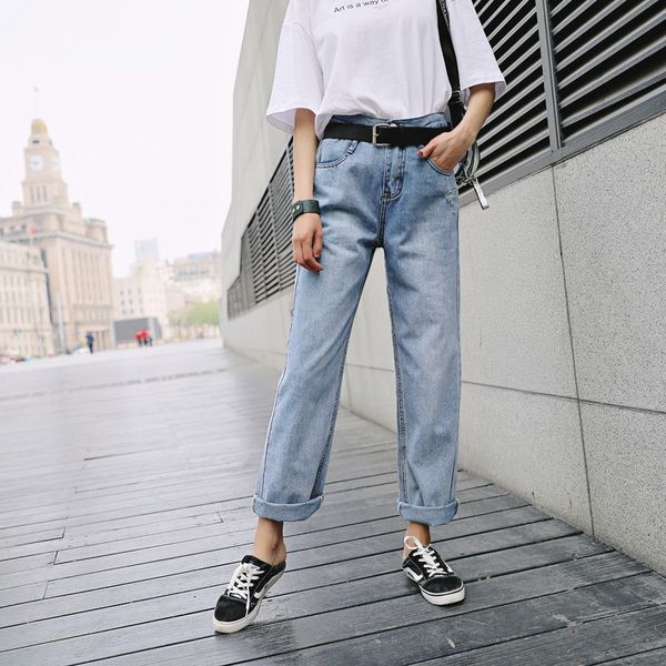 new autumn and winter street fashion ripped low waist loose wide leg women, wild thin straight jeans women's belt, Blue
new autumn and winter street fashion ripped low waist loose wide leg women, wild thin straight jeans women's belt, Blue