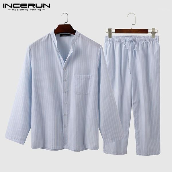 fashion men striped pajamas sets long sleeve button nightwear loose pants leisure pyjamas mens sleepwear sets homewear incerun1, Black;brown
fashion men striped pajamas sets long sleeve button nightwear loose pants leisure pyjamas mens sleepwear sets homewear incerun1, Black;brown