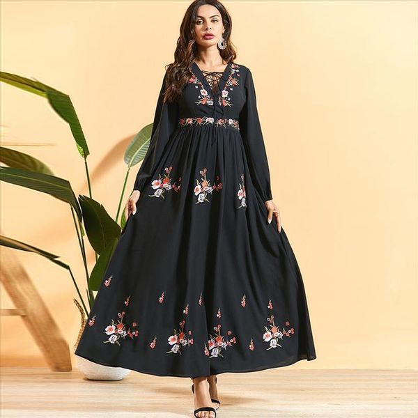 criss cross bandage v-neck bohemian long dress chic floral embroidered long sleeve slim waist maxi a line dresses, Black;gray
criss cross bandage v-neck bohemian long dress chic floral embroidered long sleeve slim waist maxi a line dresses, Black;gray