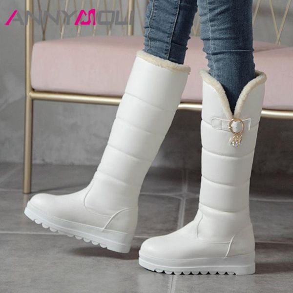 annymoli flat platform snow boots woman knee high boots round toe long buckle female shoes winter warm white large size 44, Black
annymoli flat platform snow boots woman knee high boots round toe long buckle female shoes winter warm white large size 44, Black