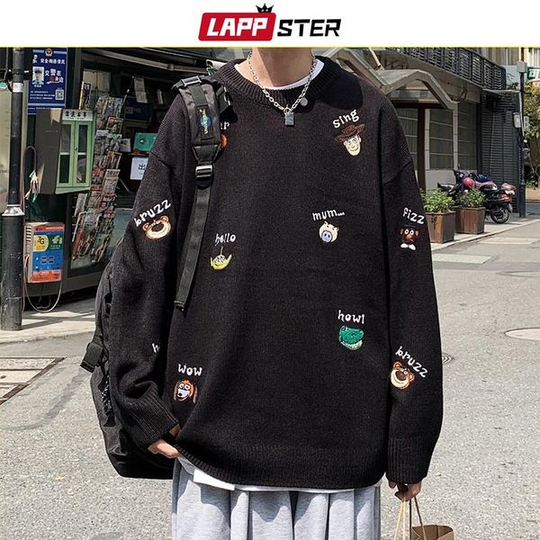 lappster men embroidery harajuku black sweaters 2020 winter mens korean fashions kawaii christmas sweater male oversize clothing, White;black
lappster men embroidery harajuku black sweaters 2020 winter mens korean fashions kawaii christmas sweater male oversize clothing, White;black